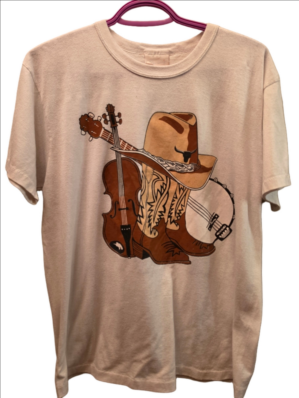 Vintage 80s 90s Cowboy Country Music T Shirt Single Stitch USA L